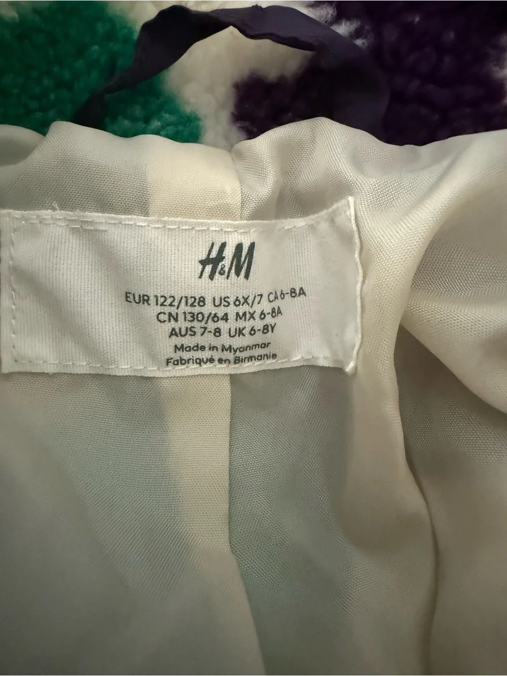 H&M Kids Floral Sherpa Jacket - Pink, Green & Purple Accents
